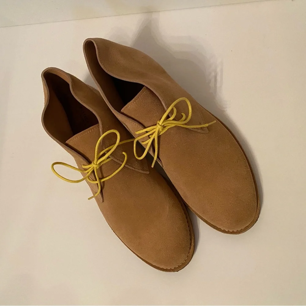 BOTTEGA VENETA SHOES LOW BOOTS TAN SUEDE LEATHER LACE UP ITALY SIZE 39.5 US 6.5